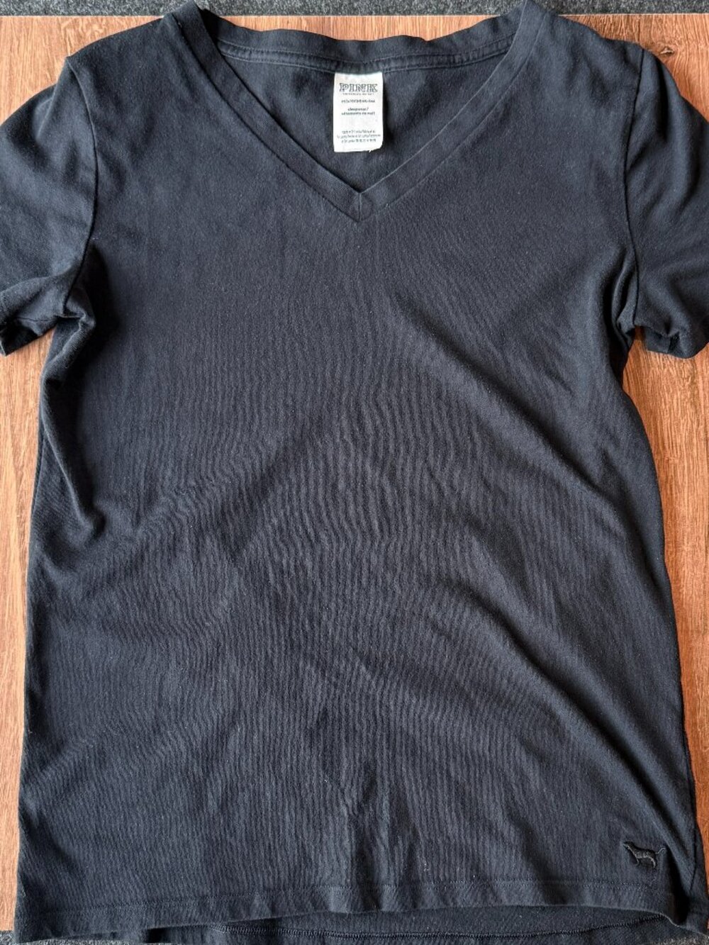 PINK Victoria's Secret Womens XS Black V Neck Sleepwear Lounge Top